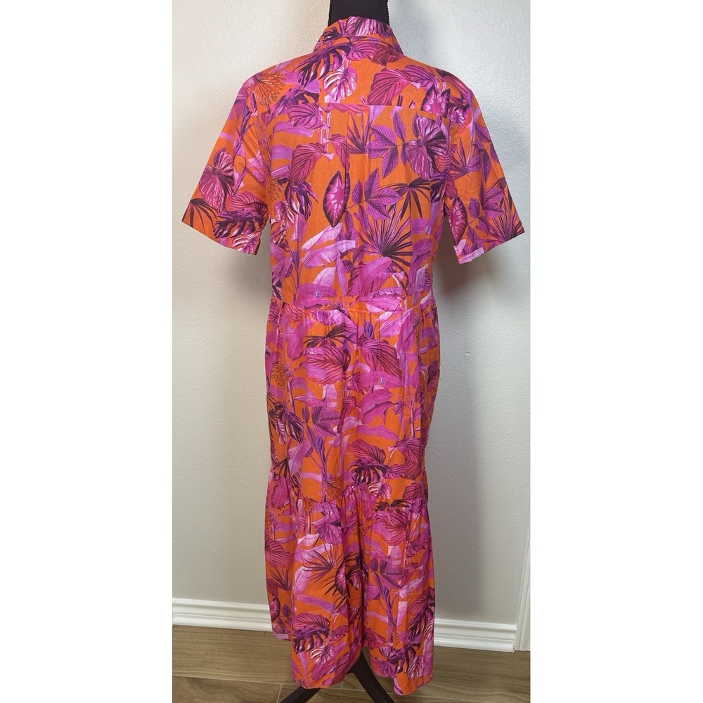 Vilagallo Eveline‎ Tropical Pink Floral Button Front Midi Dress Resort Vacation - Picture 3 of 11